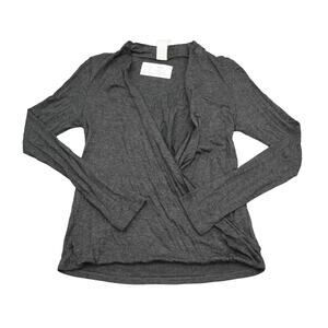 Best Cody Sweater Womens S Gray Knit Long Fitted Sleeve Surplice VNeck Wrap